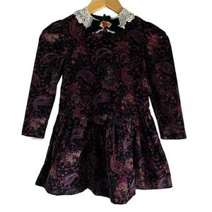 Baby Jogs Children's Size 6 Vintage Paisley‎ Peter Pan Collard Lace Trim Dress
